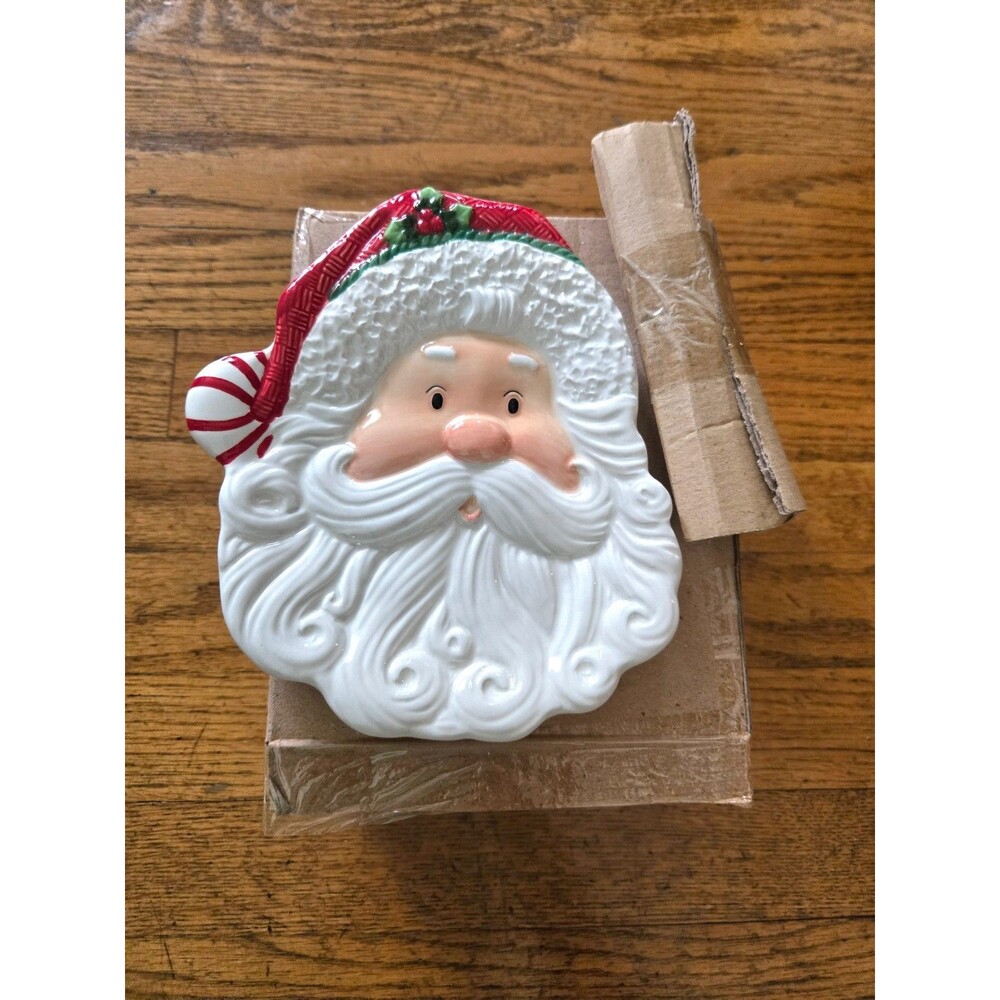 Fitz & Floyd Peppermint Santa Snack Plate and Spreader 2008 NIB